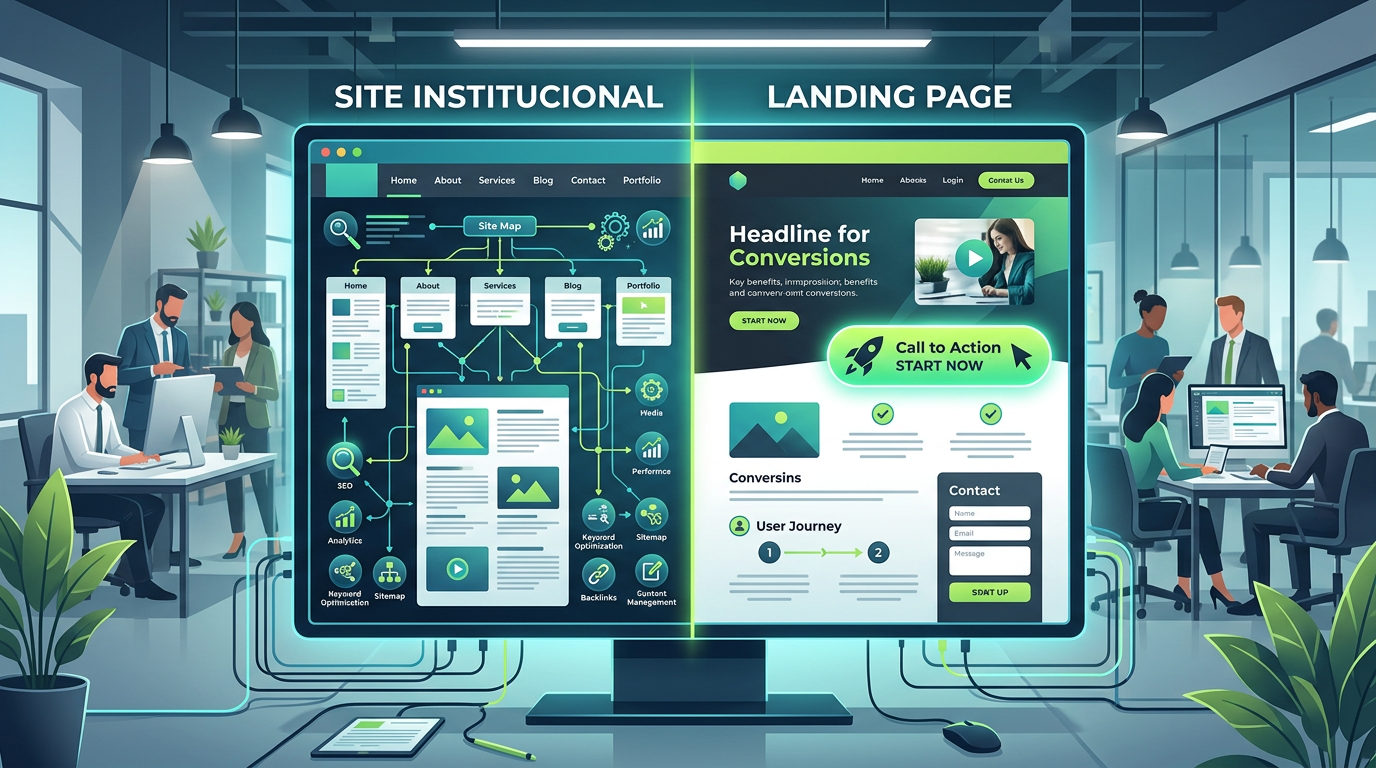 Site Institucional vs. Landing Page: Qual o investimento certo para escala em 2024?