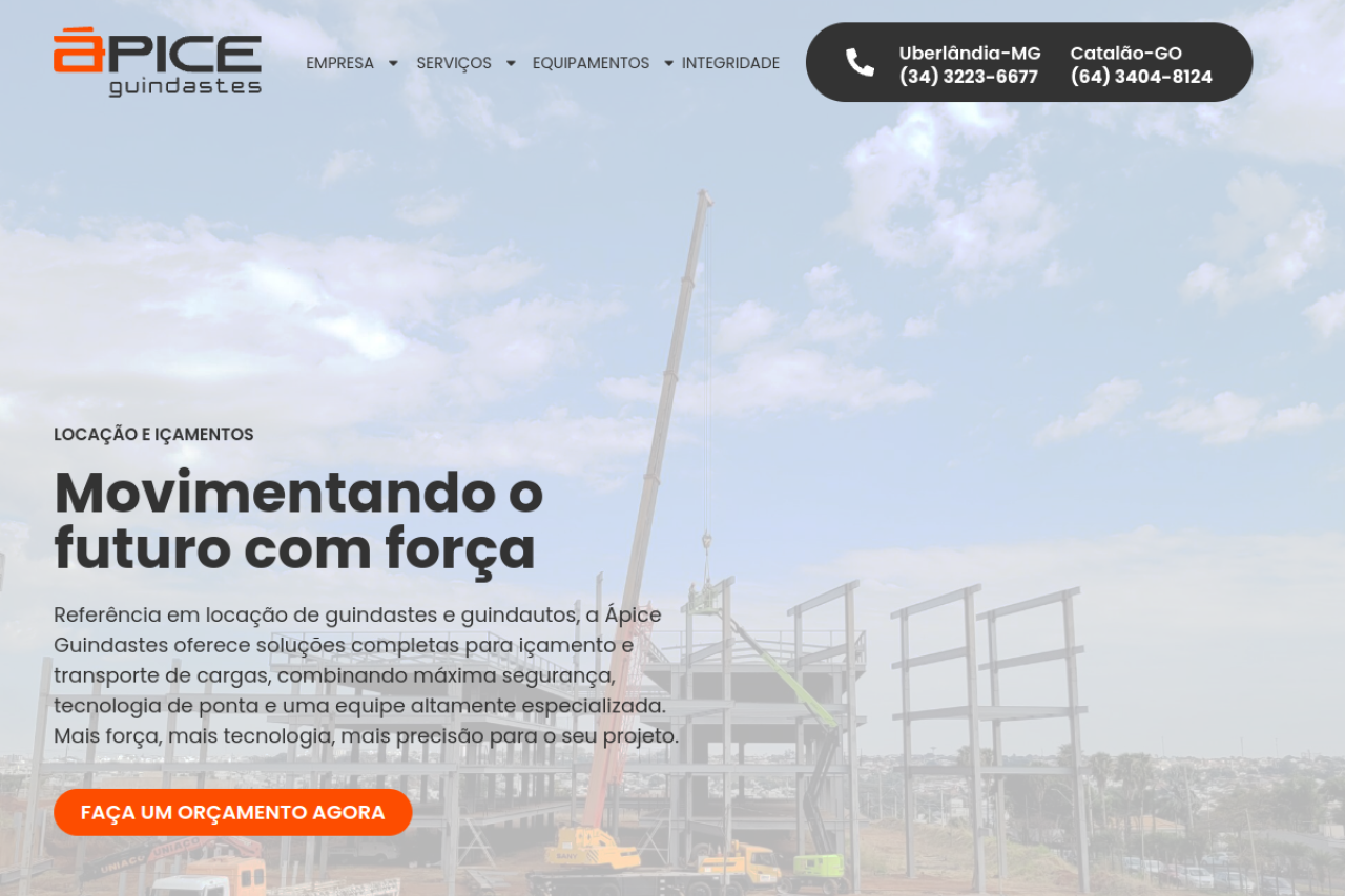 Site da Ápice Guindastes