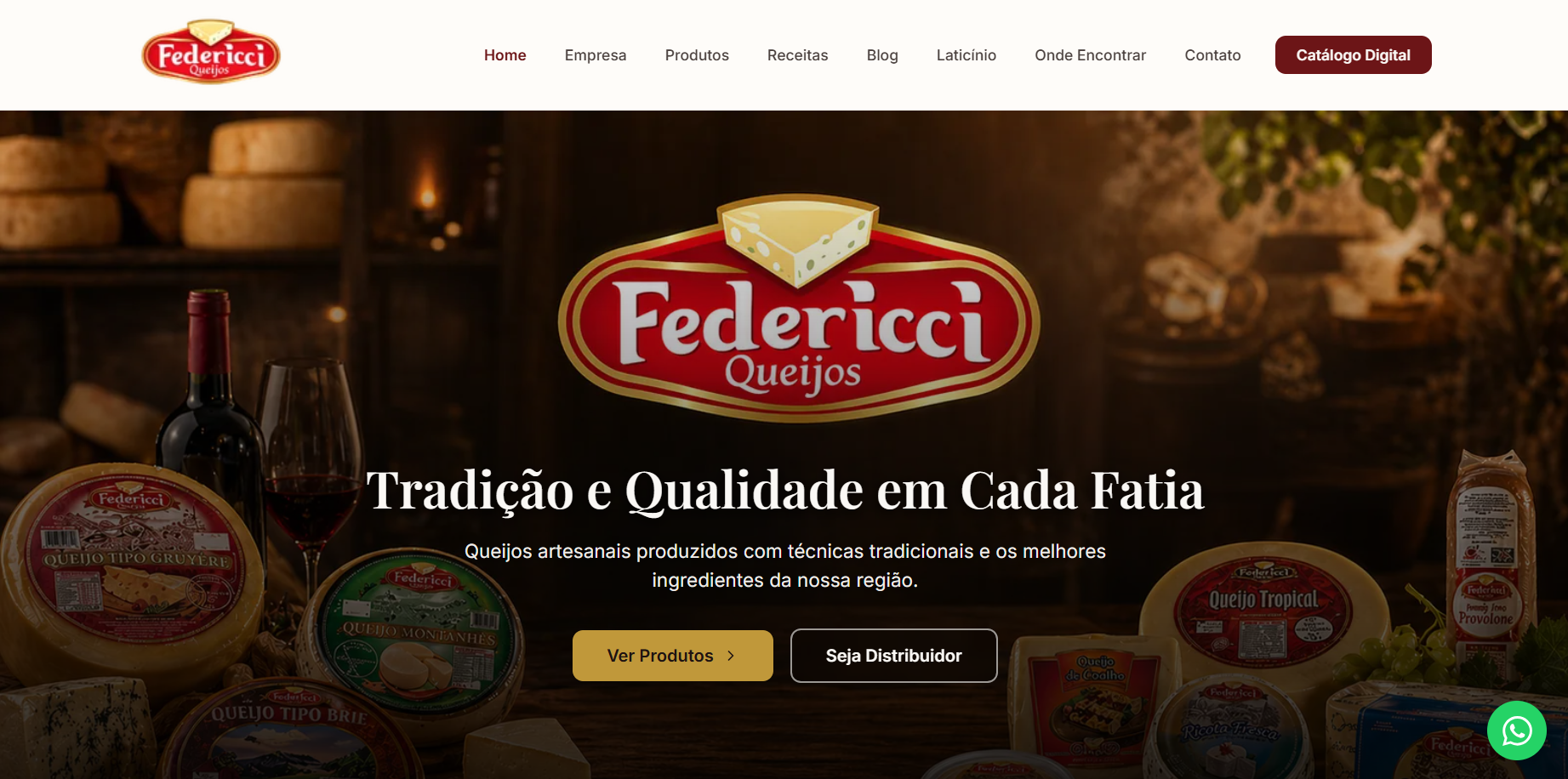 Site da Queijos Federicci