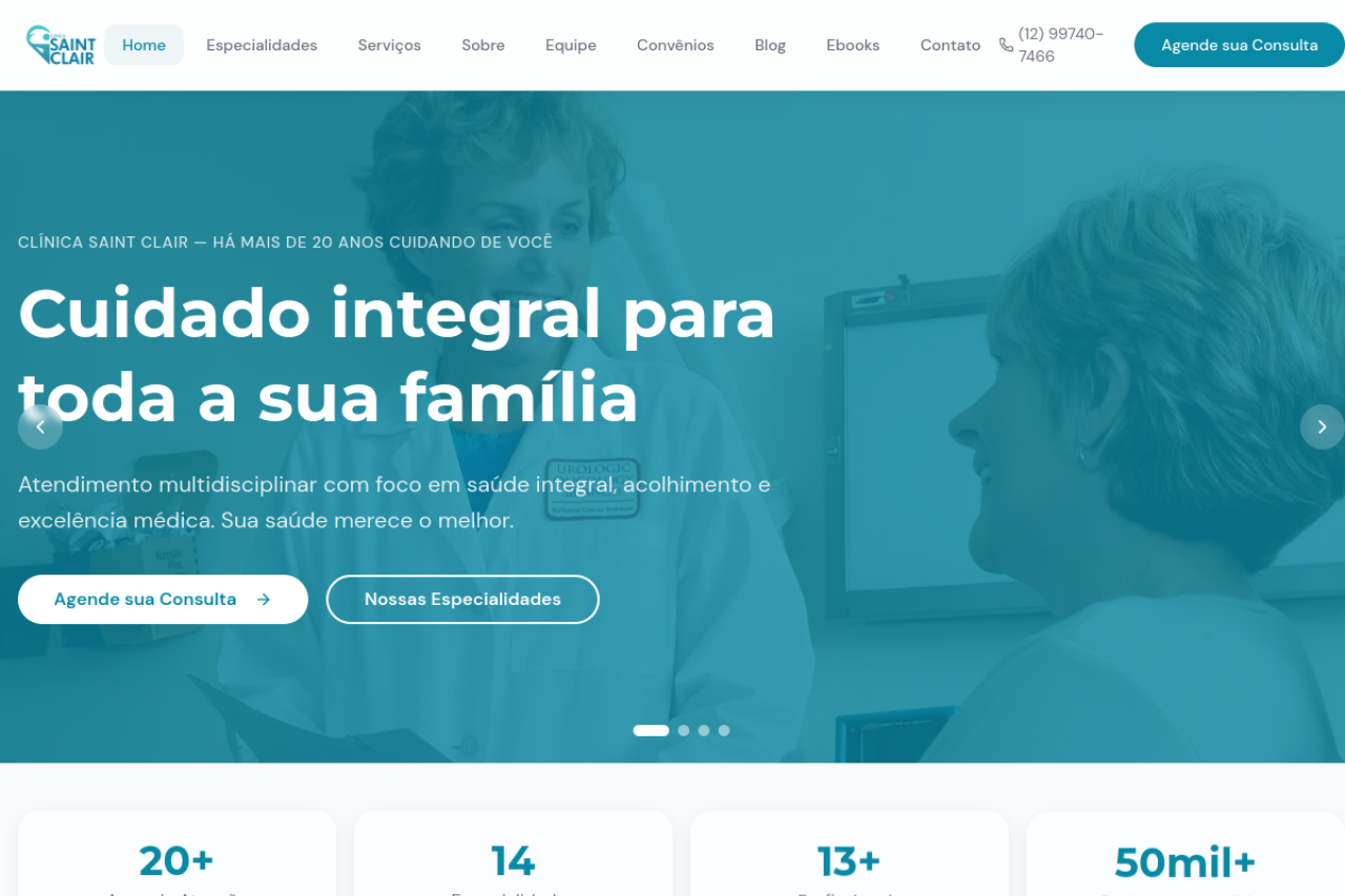 Site da Clínica Saint Clair